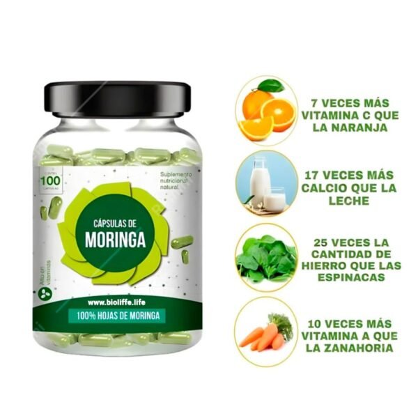 Cápsulas de Hojas de Moringa - Imagen 2